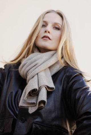 VUONO Huiviponcho | Merino-Possum | Oyster Beige