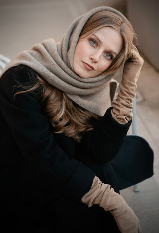 VUONO Huiviponcho | Merino-Possum | Oyster Beige