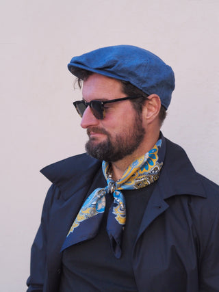 PATRIK | Flat cap | Linen | Cotton Lining | Blue